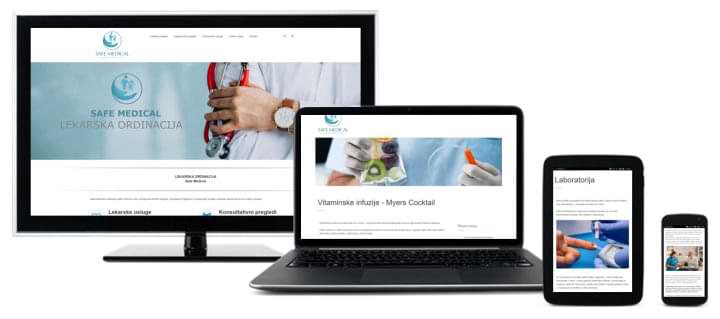 Responzivni dizajn web sajta - Lekarska ordinacija Safe Medical